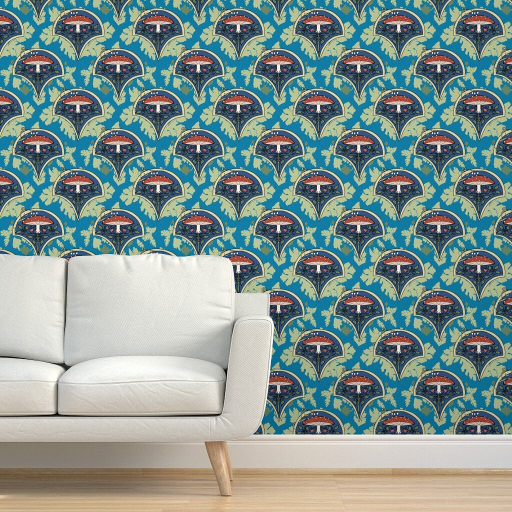 Toadstool Wallpaper Nouveau Toadstool By Thingshannahmakes | Etsy