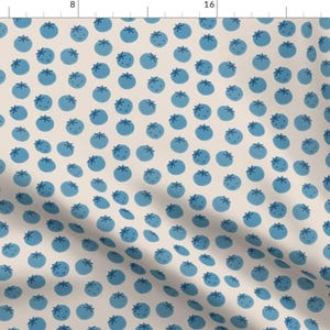 Happy Blueberries Fabric - Blueberries On Holiday By Emily Doliner - Blueberries Fruit With Faces Cotton Fabric By The Yard With Spoonflower