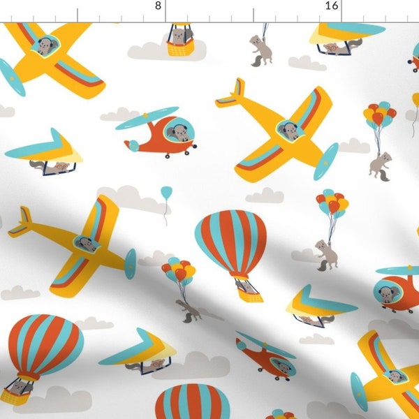 Flying Squirrel Fabric - Flying Squirrels By Bubbledog - Airplane Squirrel Nursery Decor Cotton Fabric By The Yard With Spoonflower