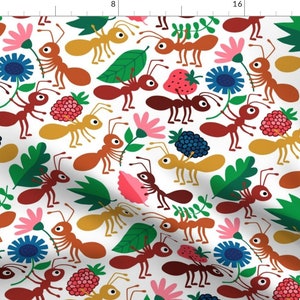 Picnic Ants Fabric - Busy Ants by heleen_vd_thillart - Teamwork Classroom Elementary Flowers Insects Bugs  Fabric by the Yard by Spoonflower