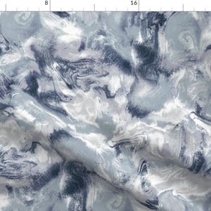 Marble Black And White Watercolor Fabric - Marble Mist Cool Grey Large By Mjmstudio - Marble Cotton Fabric By The Yard With Spoonflower