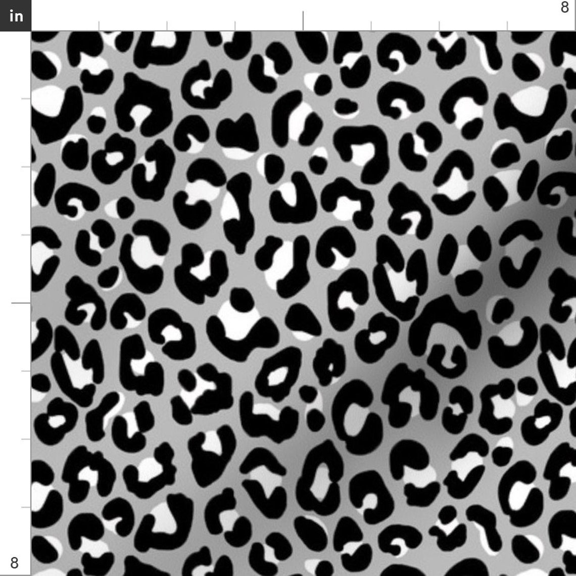 Black and Gray Cheetah Print Fabric Black Grey Leopard Etsy