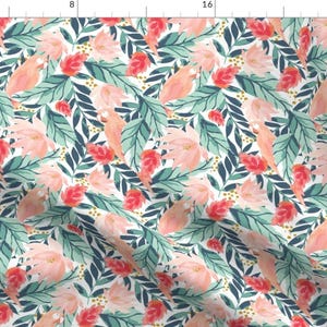 Floral Fabric - Floral Tropic Parrot B By Indybloomdesign - Summer Floral Tropical Home Decor Cotton Fabric By The Yard With Spoonflower