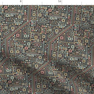 May include: A seamless pattern of a circuit board with a dark background and colorful lines and squares.