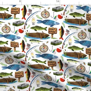 Fishing Fabric - Gone Fishing by gingerlous -  Camping Adventure Canoe Vacation Outdoors  Fabric by the Yard by Spoonflower