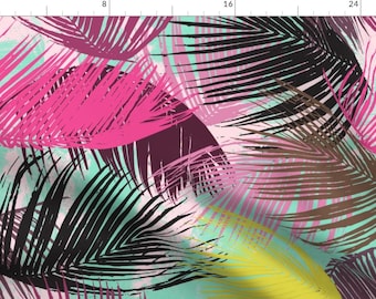 Bright Tropical Palms Fabric - Tropical Palm Leaves By Fable Design - Tropical Leaves Beach Decor Cotton Fabric By The Yard With Spoonflower
