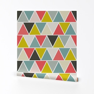 三角形の壁紙 - Heatherdutton による Triangulum Modern Geometric - Spoonflower によるカスタムプリントの取り外し可能な粘着壁紙ロール