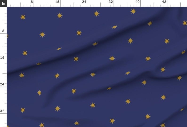 Stars Fabric - Medieval Stars ~ Gold On Muskateer By Peacoquettedesigns - Medieval Star Blue Gold Cotton Fabric By The Yard With Spoonflower image 2