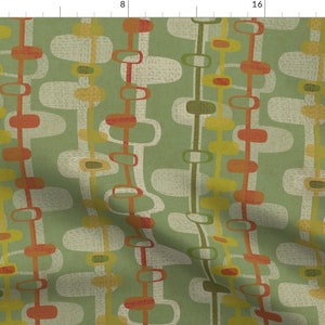 Mid Century Modern Fabric - Fate In The Garden by fullermusings - Sage Avocado Green Retro Inspired  Fabric by the Yard by Spoonflower