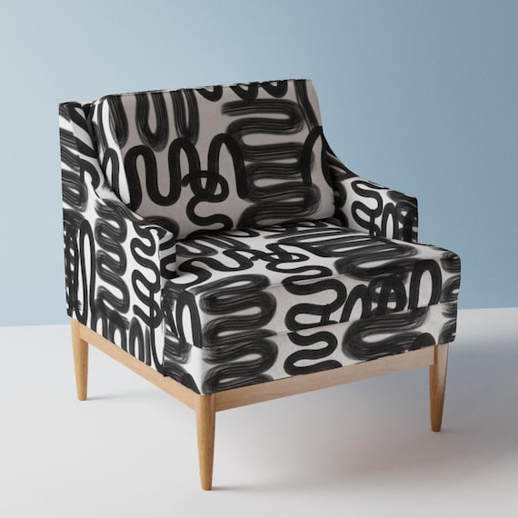 Graffiti Scribble Upholstery Fabric- Graffiti Squiggle by danika_herrick - Bold Graphic Black White  Fabric By The Yard With Spoonflower