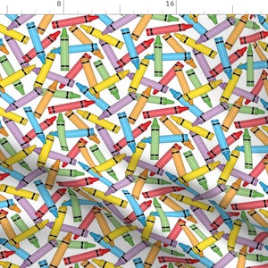 Rainbow Crayon Fabric - Spilled Crayons By Lilcubby - Colorful Crayon Classroom and Nursery Decor Cotton Fabric By The Yard With Spoonflower