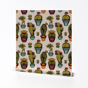 Carta da parati Cactus Butts - Cactass Tattoo, Large di Cecilia Granata - Carta da parati succulenta kitsch retrò Butts Booty Behind con Spoonflower