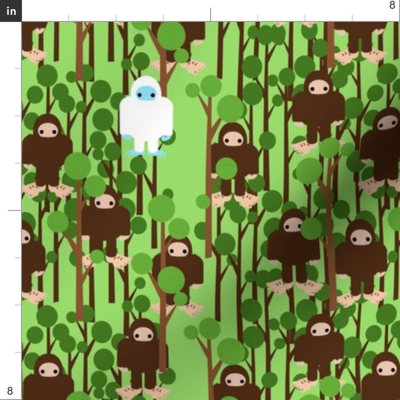 Sasquatch Fabric Lost In Bigfoot Forest Small By Thirdhalfstudios Yeti Myth Kids Monster Cotton Fabric By The Yard With Spoonflower image 2