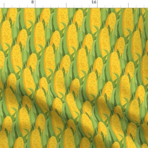 Corn Fabric - Cornfield By Storylinecaroline - Corn Cobb Vegetable Farming Crop Food Yellow Green Cotton Fabric By The Yard With Spoonflower