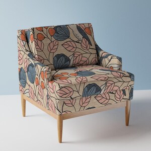 Blush Pink Botanical Upholstery Fabric- Archibald by amy_maccready - Xl Scale Songbirds Woodland Floral  Fabric By The Yard With Spoonflower