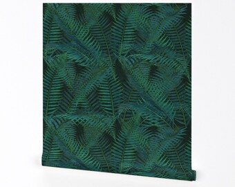 Farn-Tapete - Asplenium Solid Nightshade Von Peacoquettedesigns - Individuell bedruckte, entfernbare, selbstklebende Tapetenrolle von Spoonflower