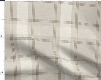 Tan Plaid Fabric - Light Tan Plaid by laura_nisbet_art - Heritage Vintage Rustic Tartan Victorian Check Fabric by the Yard by Spoonflower