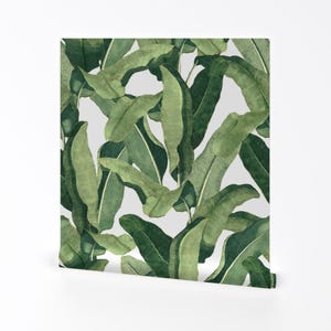 Banana Leaf Removable Peel and Stick Wallpaper - Large Scale Tropical - Wall Art Wall Decor - Tropical Leaves by willowlanetextiles
