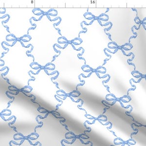 Ribbon Trellis Fabric - Hannah Ribbon by danika_herrick - Blue White Sweet Vintage Chinoiserie Ribbon Bows Fabric by the Yard by Spoonflower