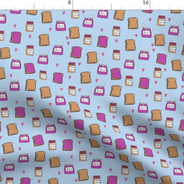 Pbj Fabric - Pbj // Peanut Butter And Jelly Fun Kids Foods Fabric White Purple By Andrea Lauren - Sandwich Food Fabric With Spoonflower