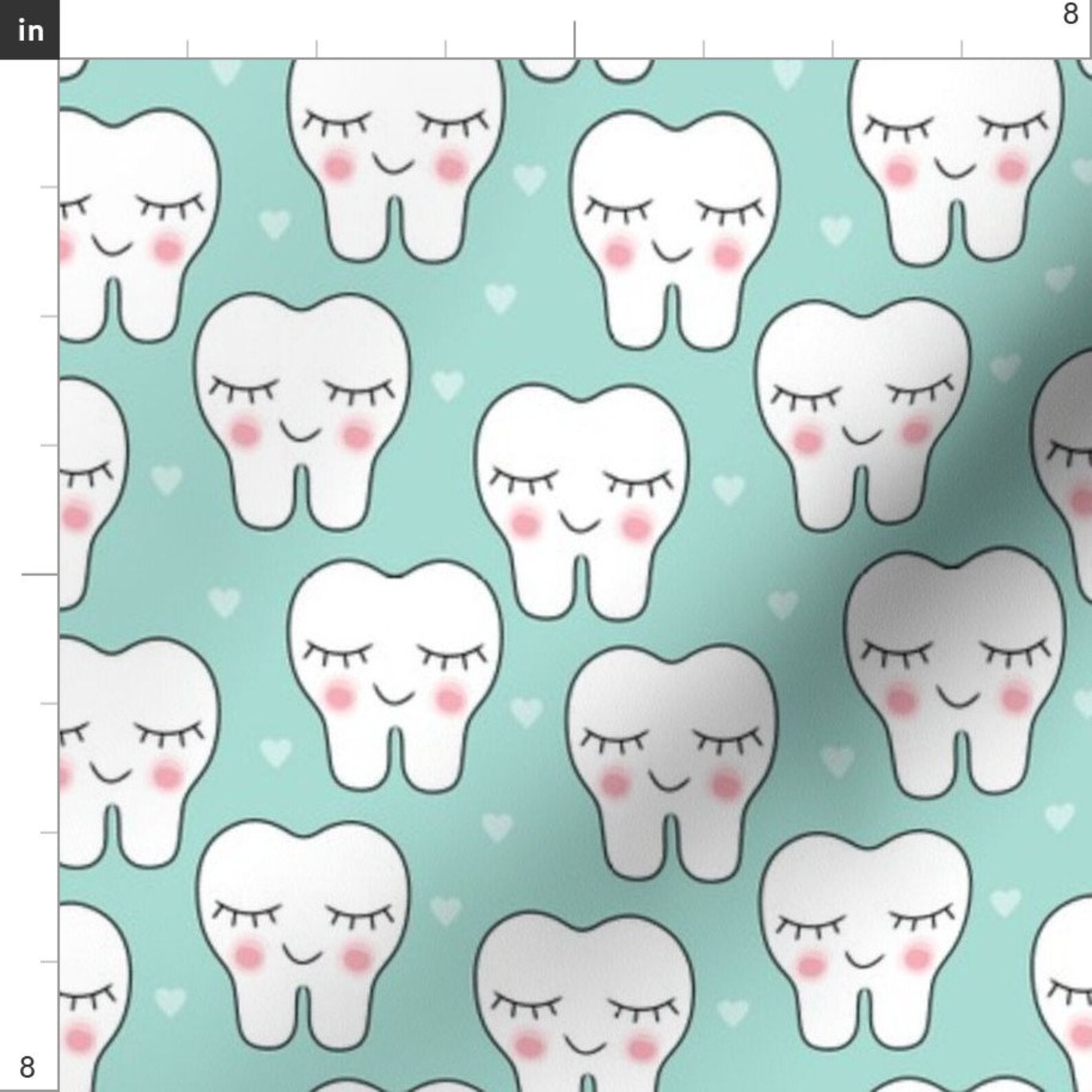 Teeth Blue Dentist Fabric Smiling Teethandhearts by Etsy