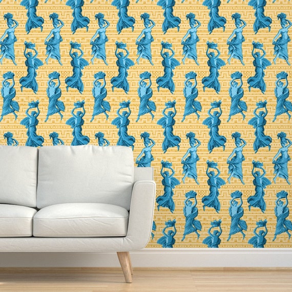 Greek Art Wallpaper Greek Harvest Maidens on Gold Tile by - Etsy Greek Art Wallpaper Greek Harvest Maidens on Gold Tile by - Etsy