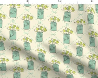 Country Bouquet Fabric - Retro Jar Bouquet By Studiojenny -Country Bouquet Floral Flowers Spring Cotton Fabric By The Yard With Spoonflower