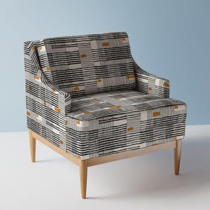 Abstract Plaid Upholstery Fabric- Modern Plaid by malerin_creative - Block Print Orange Black Cream  Fabric By The Yard With Spoonflower