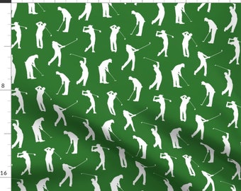 Golfers Fabric - Golfers On The Fairway By Thin Line Textiles - Golf Game Swing Putting Cotton Fabric By The Yard With Spoonflower