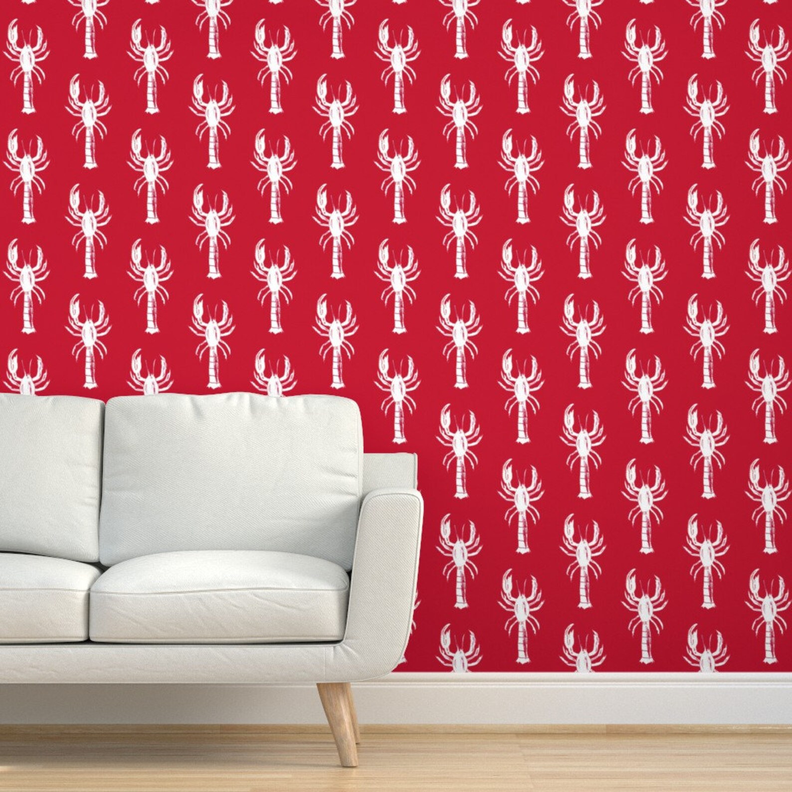 Lobster Wallpaper Rockon Lobster Red by Lisakling Fruit Etsy