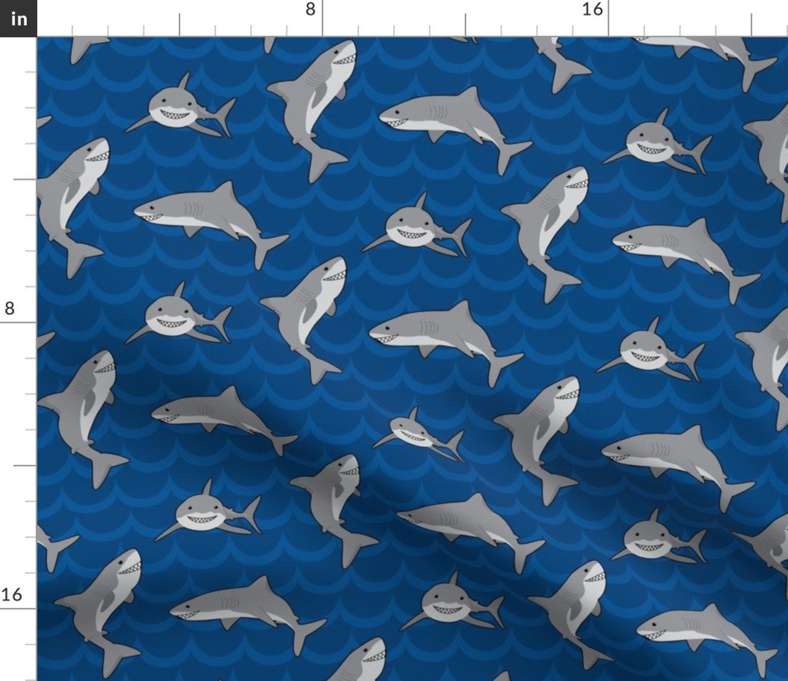 Shark Material Sharks Fabric Cartoons Sharks by Mariao Shark Ocean Sea - Etsy