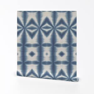 Indigo Tye Dye Wallpaper - Shibori Tiki By Pricedesigns - Indigo Custom Printed Removable Self Adhesive Wallpaper Roll by Spoonflower