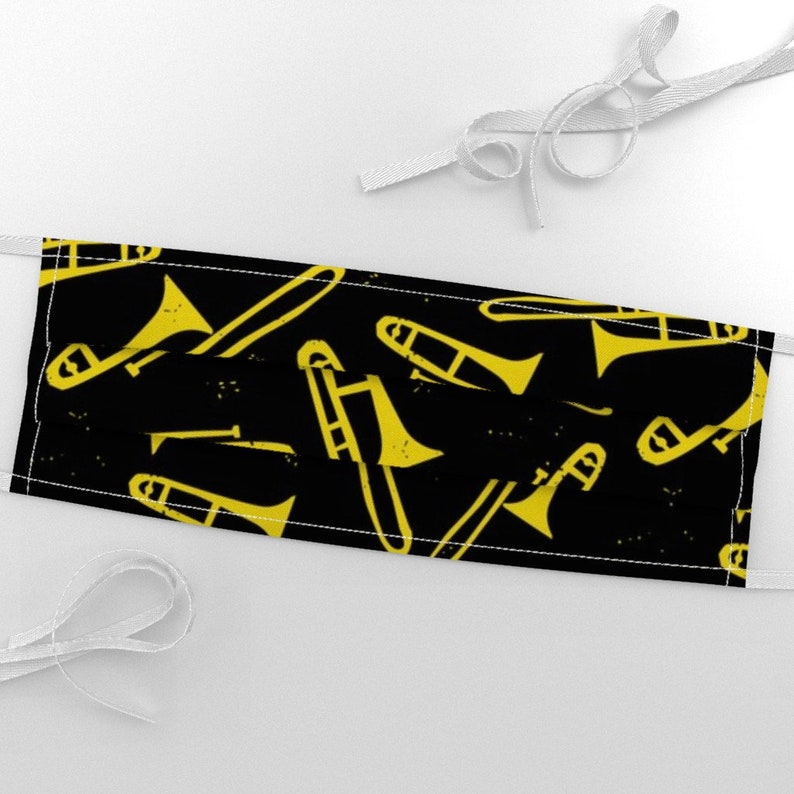 Trombone Fabric 76 Trombones by Jenimp Black and Yellow Etsy Singapore