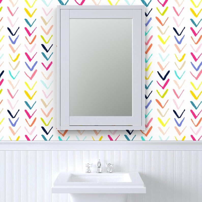 Chevron Wallpaper - Sketchy Arrows Summer Party By Theartwerks - Arrows Custom Printed Removable Self Adhesive Wallpaper Roll by Spoonflower image 8
