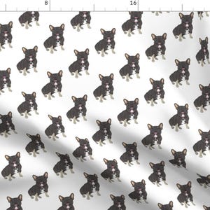 Illustrated Frenchie Fabric - French Bulldog by theprintsprincess -  French Bulldog Black Tan Dog Animal Fabric by the Yard by Spoonflower