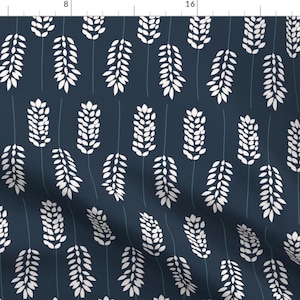 Leaves Fabric - Leaves In The Evening By Bluelela - Leaves Floral Nature Plants Spring Blue White Cotton Fabric By The Yard With Spoonflower