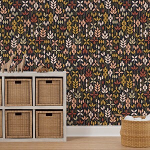 Scandi Floral Wallpaper Scandi Meadow Earthy by Dj-v Gray - Etsy