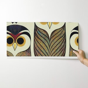 Forest Owls Peel and Stick Wallpaper - Art Deco Earth Tones Nursery Childrens Novelty Library - Removable Wall Decor Art - Owls by nickleen image 9