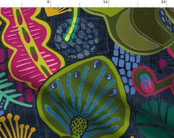 Vibrant Jungle Fabric - Moody Monstera By Slumbermonkey - Abstract Large Tropical Rainforest Cotton Fabric By The Yard With Spoonflower