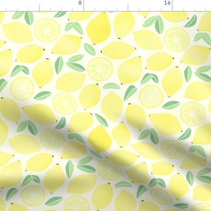 Lemon Fabric - Summer Lemons By Tangerine-Tane - Yellow Green Lemons Citrus Fruit Summer Decor Cotton Fabric By The Yard With Spoonflower