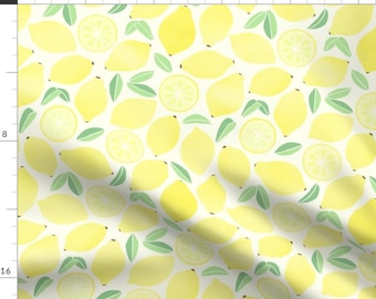 Lemon Fabric - Summer Lemons By Tangerine-Tane - Yellow Green Lemons Citrus Fruit Summer Decor Cotton Fabric By The Yard With Spoonflower