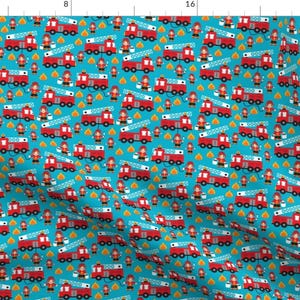 Fire Fighters Fabric - Fire To The Rescue Fire Fighters Fire Truck Boys By Littlesmilemakers - Cotton Fabric By The Yard With Spoonflower