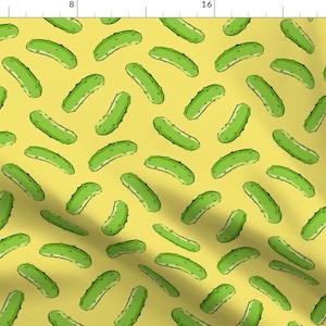 Pickles Yellow And Green Fabric - Pickles - Yellow By Littlearrowdesign - Pickles Green Veggies Cotton Fabric By The Yard With Spoonflower