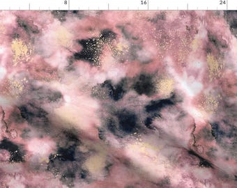 Marble Fabric - Smoky Marble By Ninola-Design - Pink Black Abstract Trending Hippie Girls Kids Cotton Fabric By The Yard With Spoonflower