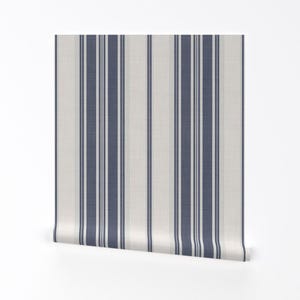 Ticking Stripe Removable Peel and Stick Wallpaper - Elegant Neutral Traditional - Wall Art Wall Decor - Classic Stripes  by smokeinthewoods