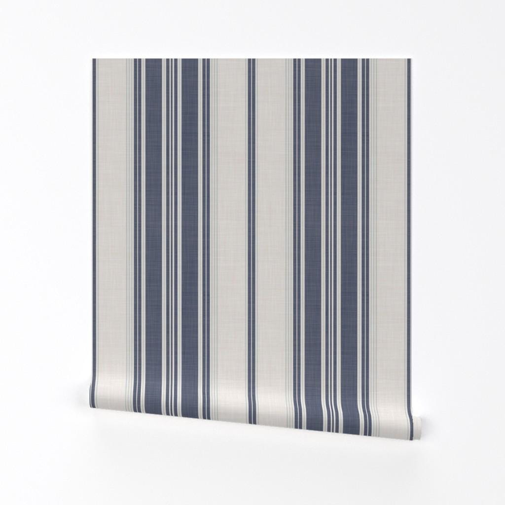 Ticking Stripe Removable Peel and Stick Wallpaper - Elegant Neutral Traditional - Wall Art Wall Decor - Classic Stripes  by smokeinthewoods