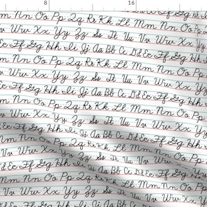 Handwriting Fabric - Cursive On White Paper by kim_henrie - Cursive Hand Lettering Classroom Education  Fabric by the Yard by Spoonflower