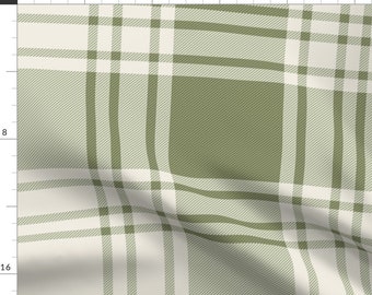 Sage Green Plaid Fabric - Simple Plaid by leannefriedberg - Large Scale Simple Check Heritage Classic Fabric by the Yard by Spoonflower