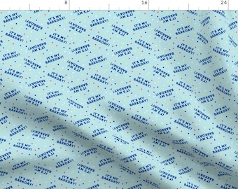 Bark Day Fabric - Small It'S My Barkday! Blue By Littlearrowdesign - adoptiversary dog birthday Cotton Fabric by the Yard with Spoonflower