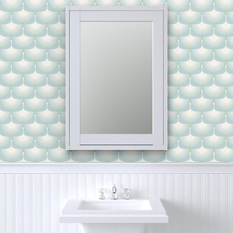 Art Deco Wallpaper - Art Deco Swans By Katerhees - Pastel Light Blue White Birds 1920 Removable Self Adhesive Wallpaper Roll by Spoonflower image 8